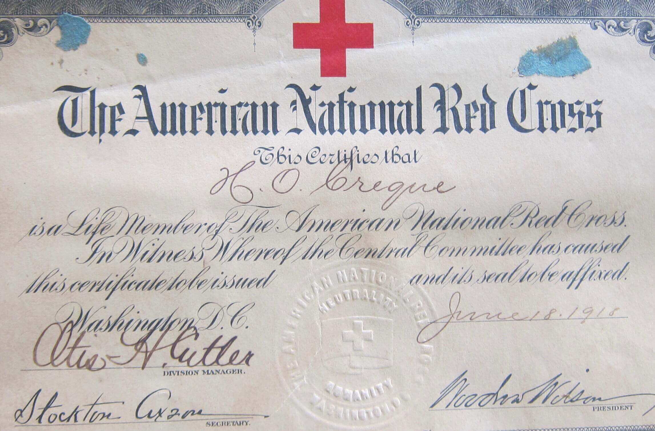 Red Cross Certificate of the Virgin Islands
