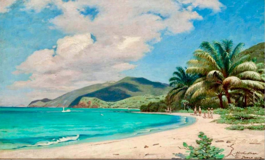 Beautiful Painting by Riis Carstensen of St. Thomas, Danish West Indies