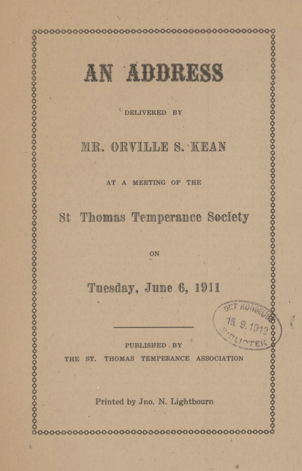 Orville S. Kean of St. Thomas, Danish West Indies now the US Virgin Islands
